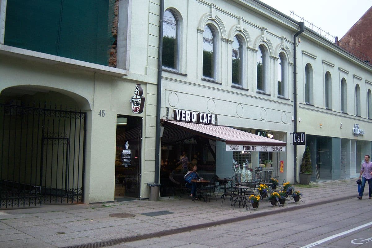 Art Deco and modernist buildings lining Laisvės Alėja in Kaunas