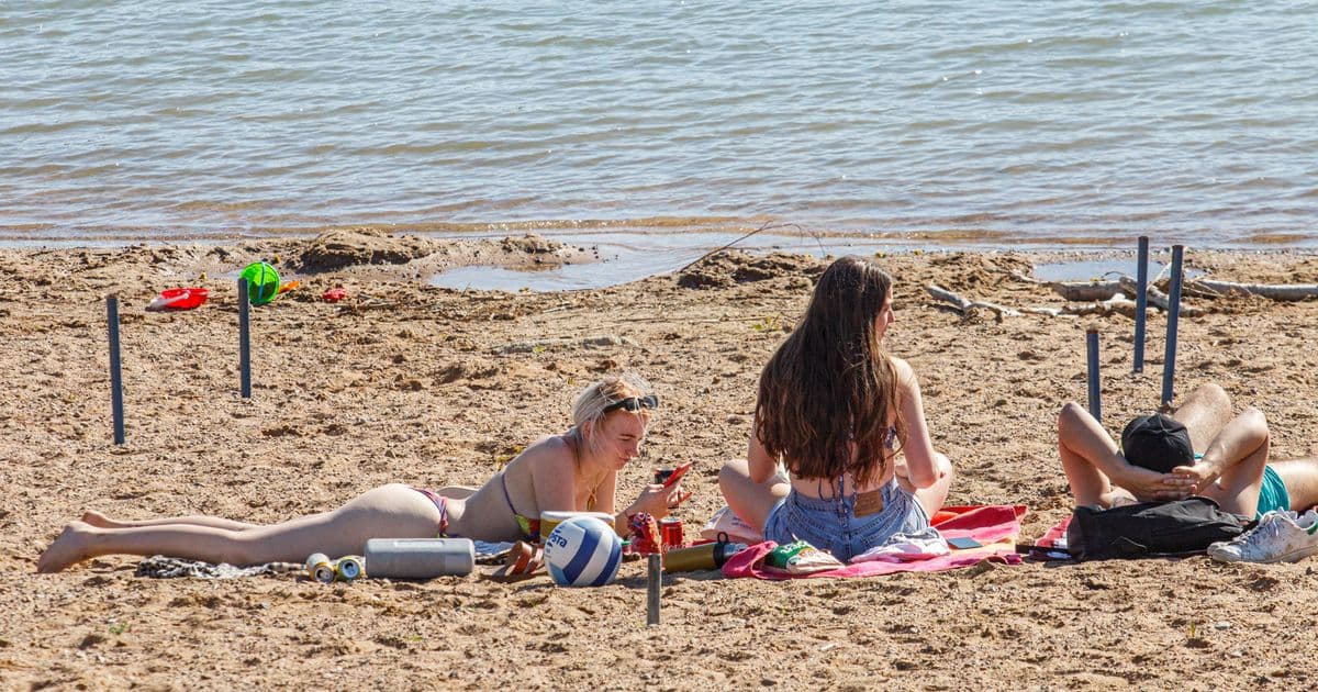 Sandy beach on the shore of the Kaunas Reservoir