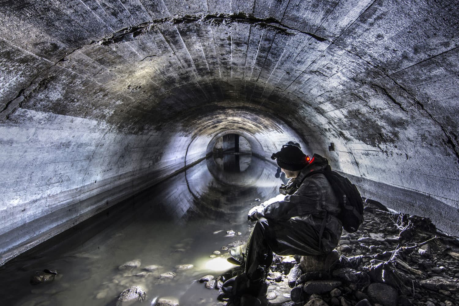 Vaulted brick tunnel beneath Kaunas Old Town