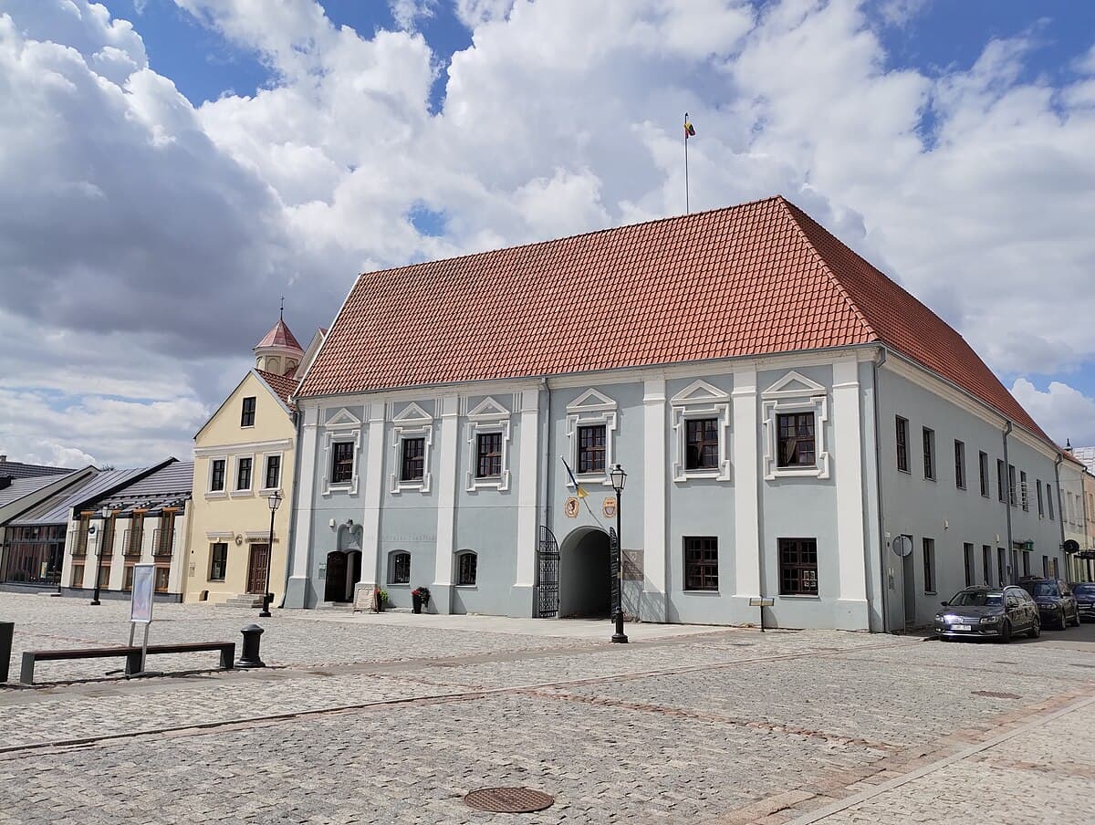 Historic market square of Kėdainiai with multicultural architecture