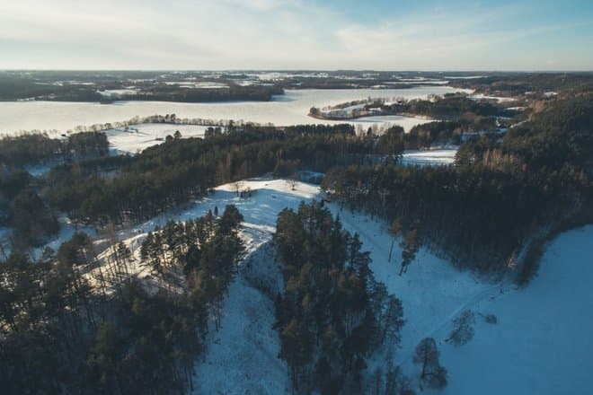 Panoramic view of six lakes from Ladakalnis hilltop in Aukštaitija National Park