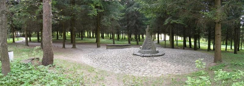 Memorial crosses in the Rainiai forest marking the site of the 1941 massacre
