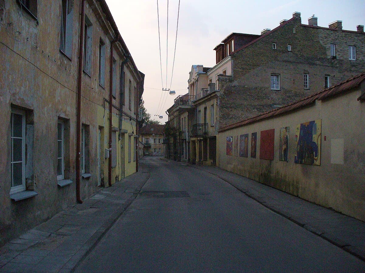 The Užupis Constitution wall with text in multiple languages